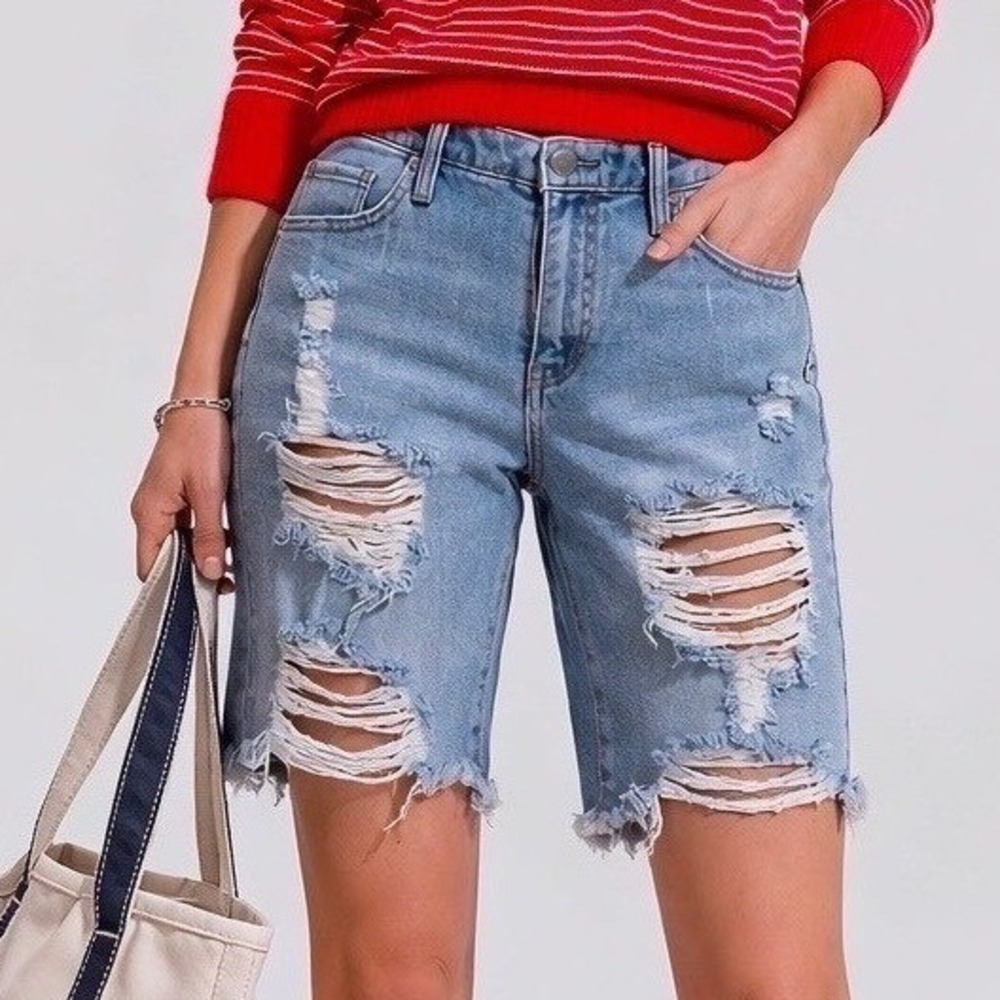 Wild Fable Distressed High Rise Denim Bermuda Jean Shorts NWT